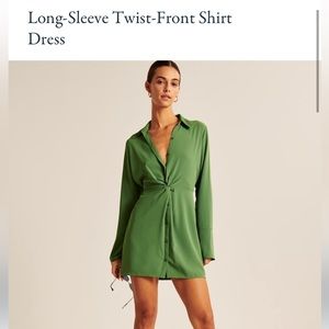 NWT! Abercrombie & Fitch Long Sleeve Twist-Front Shirt dress small petite